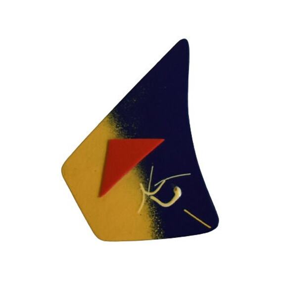 1970s Primary Colors Enamel on Metal Modernist 4 Sided Handcrafted Pin Brooch - Picture 2 of 4